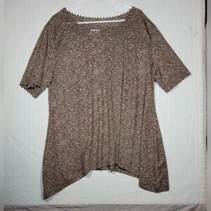 BonWorth L Short Sleeve Blouse With Lace Accents